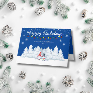 Happy Holidays Snowy Gnomes Business  Holiday Card
