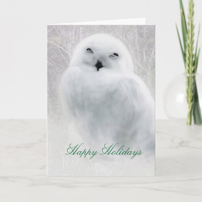 Happy Holidays .. Snowy Owl greeting card (Front)