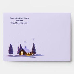 Happy Holidays. Snowy Village Custom Christmas  Envelopes