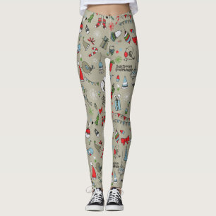 Happy Holidays Song Birds And Snowman Leggings
