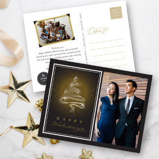 Happy Holidays Sparkling Christmas Tree Business Holiday Postcard