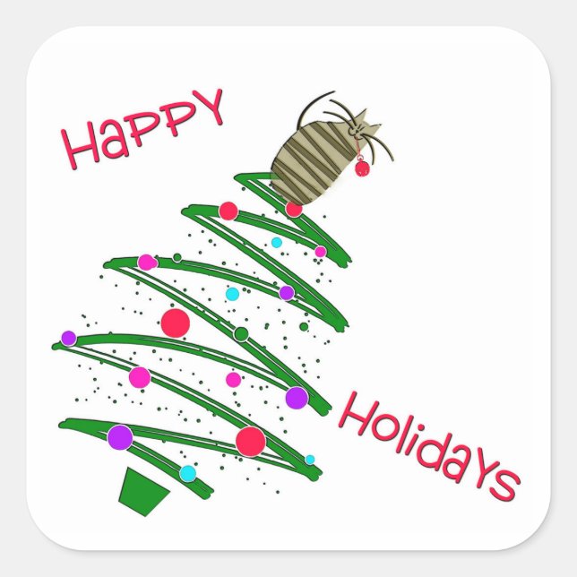 Happy Holidays Square Sticker (Front)