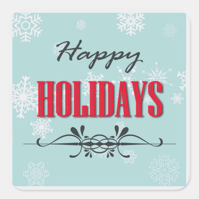Happy Holidays Square Sticker (Front)