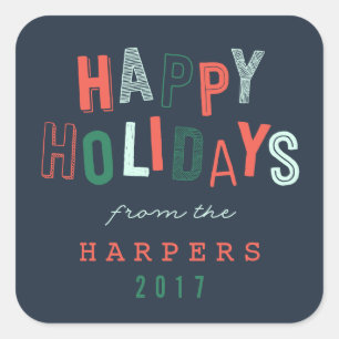 HAPPY HOLIDAYS SQUARE STICKER