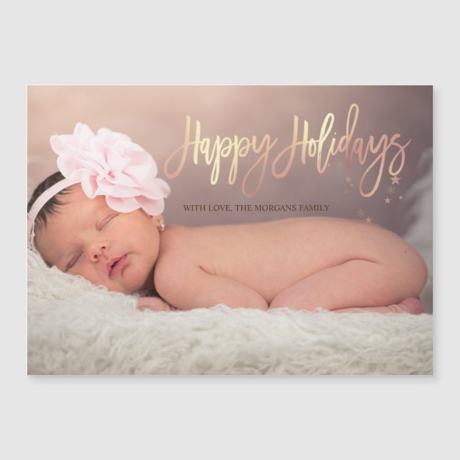 Happy Holidays Stars Baby Photo (Front)