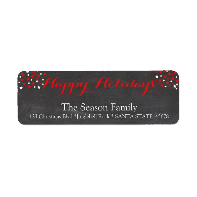 Happy Holidays  stars holiday label (Front)