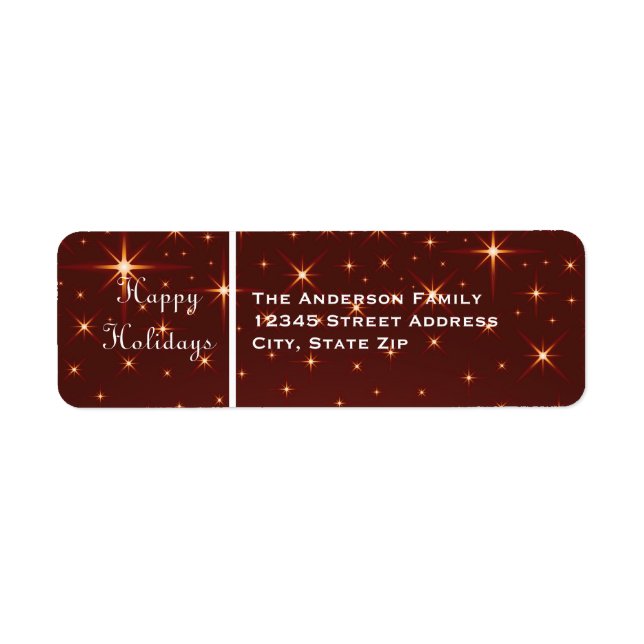 Happy Holidays Stars - Return Address Label (Front)