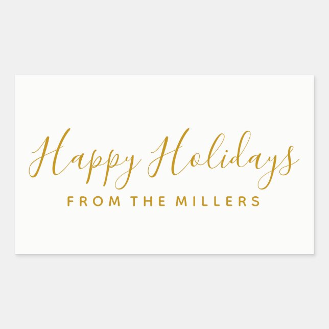 Happy Holidays Sticker Gold Script (Front)