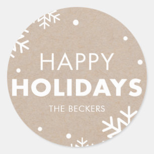 Happy Holidays Sticker Kraft