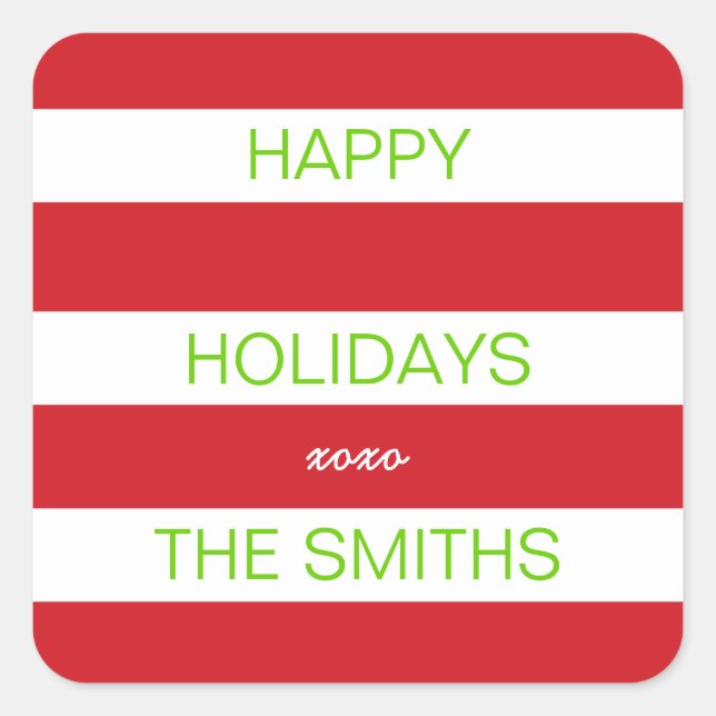 Happy Holidays Sticker (Red and White) (Front)