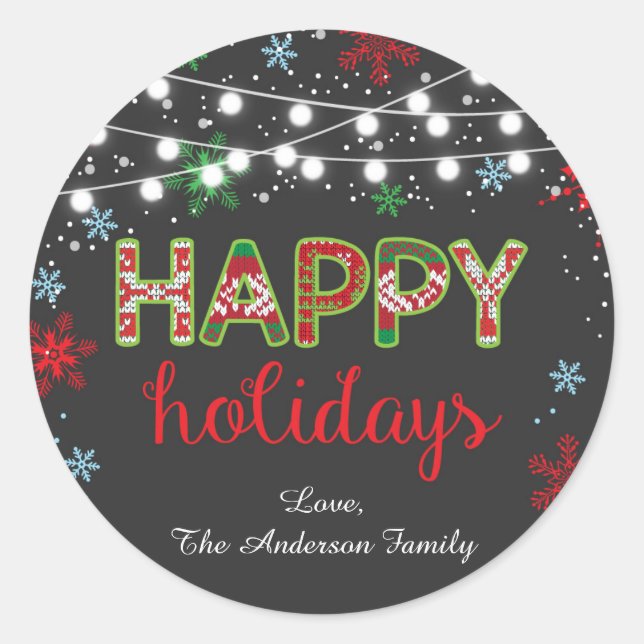 Happy Holidays Sticker / Ugly Sweater Sticker (Front)