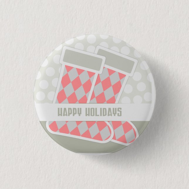 Happy Holidays Stocking 3 Cm Round Badge (Front)