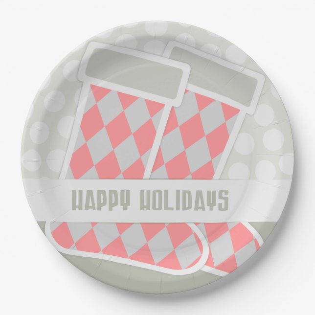 Happy Holidays Stocking Paper Plate (Front)