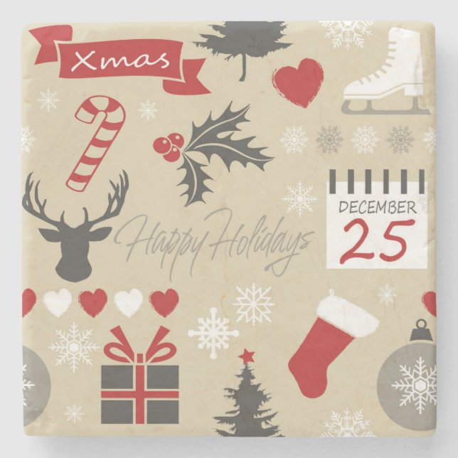 Happy Holidays Stone Coaster (Front)