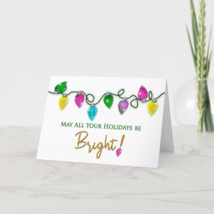Happy Holidays, String of Bright Christmas Lights Card