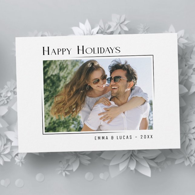 Happy Holidays Stylish Modern Minimalist Photo Holiday Card (Available in high quality print or digital download for quick text messaging, email or self print.)