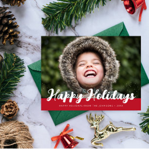 happy holidays stylish script photo greeting card