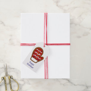 Happy Holidays Sugar Cookie Red Mitten Christmas Gift Tags