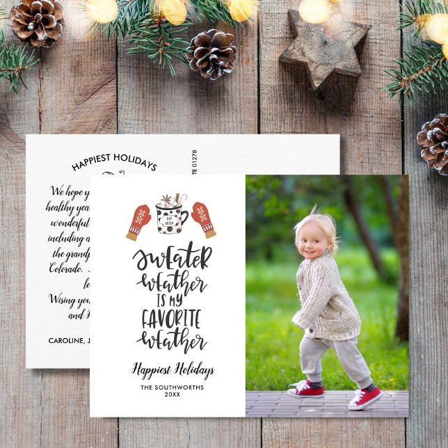 Happy Holidays Sweater Weather My Favorite Photo Postcard (Creator Uploaded)