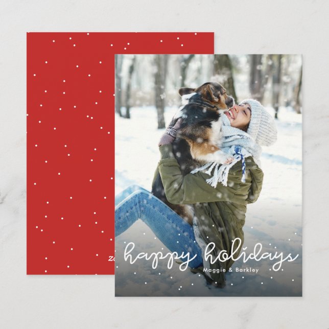 Happy holidays sweet simple Christmas photo Holiday Card (Front/Back)