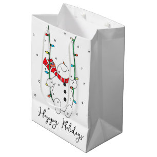 Happy Holidays Swinging Snowman Medium Gift Bag