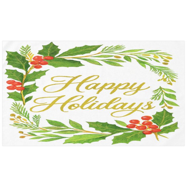 'Happy Holidays' Tablecloth (Front (Horizontal))