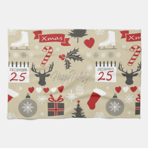 Happy Holidays Tea Towel