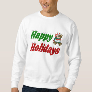 Happy Holidays Teddy Bear Christmas typography Sweatshirt