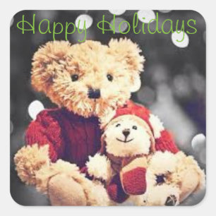 Happy Holidays Teddy Bear Sticker