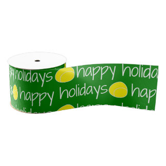 Happy Holidays Tennis Themed Ribbon Grosgrain Ribbon