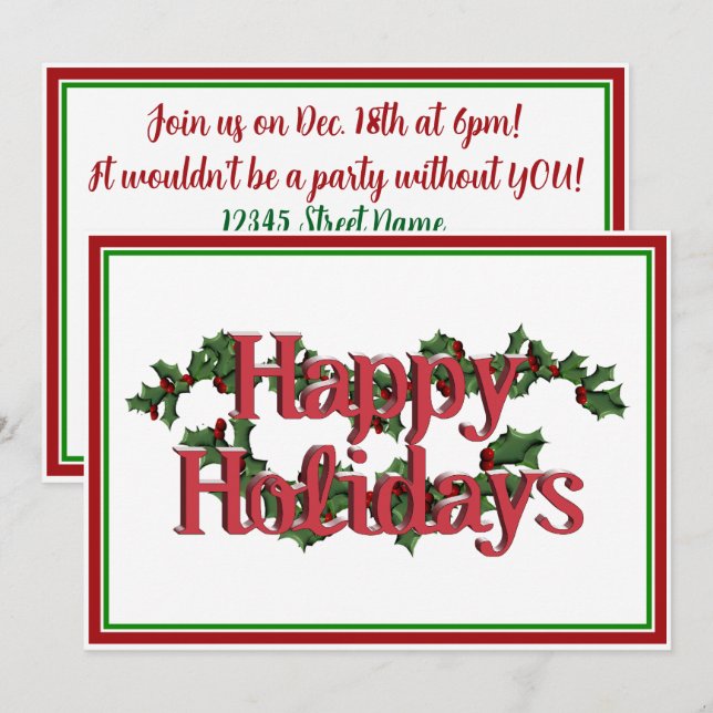 Happy Holidays Text Design Holiday Card (Front/Back)