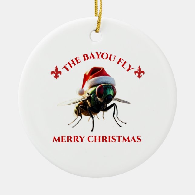 Happy Holidays The Bayou Fly Ceramic Tree Decoration (Front)