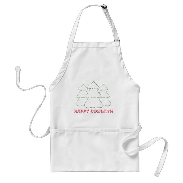 Happy Holidays Three Christmas Trees Outline Apron (Front)