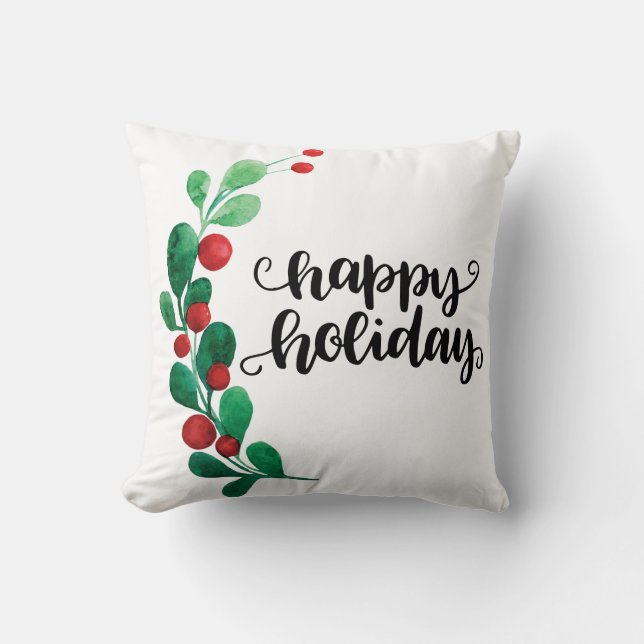 Happy Holidays Throw Pillow (Front)