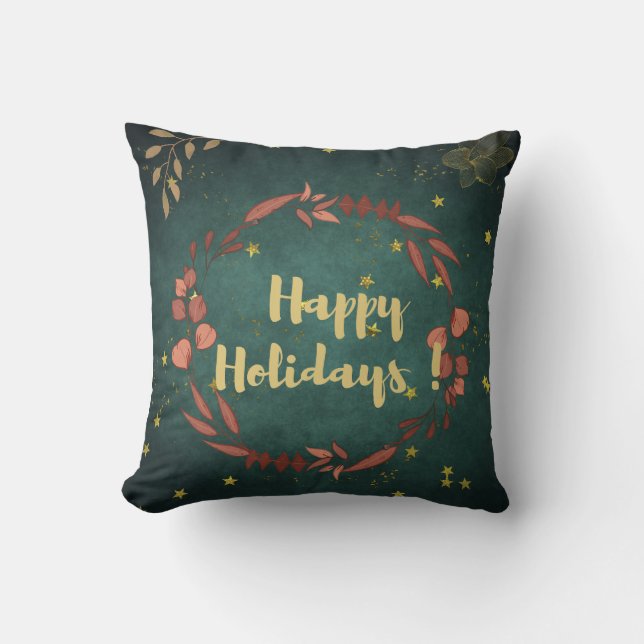 Happy Holidays Throw Pillow (Front)