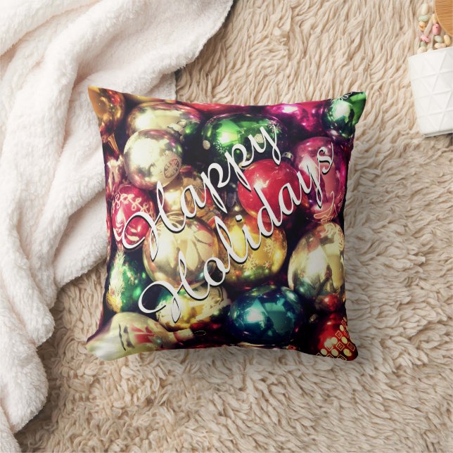 "Happy Holidays" Throw Pillow (Blanket)