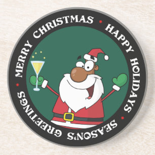 Happy Holidays Toast from Black Santa Coaster