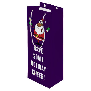 Happy Holidays Toast from Black Santa Wine Gift Bag