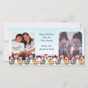 Happy Holidays Town Cats Singing Photo Card