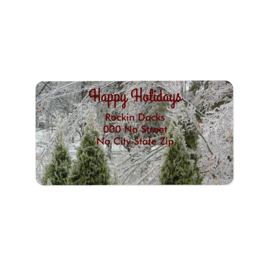 Happy Holidays Tranquil Icy Branches Address Label