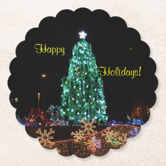 Happy Holidays Tree Paper Coaster