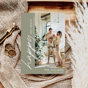 Happy Holidays Trendy Modern Photo Holiday Card