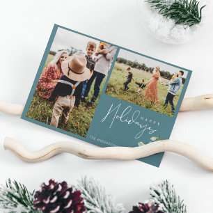 Happy Holidays Two Photo Family Christmas Holiday Card