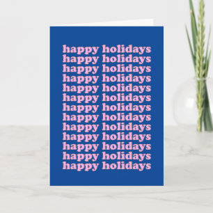 Happy Holidays Typography in Pink and Blue Card