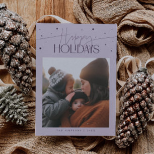 Happy Holidays Typography Purple Photo Holiday Card