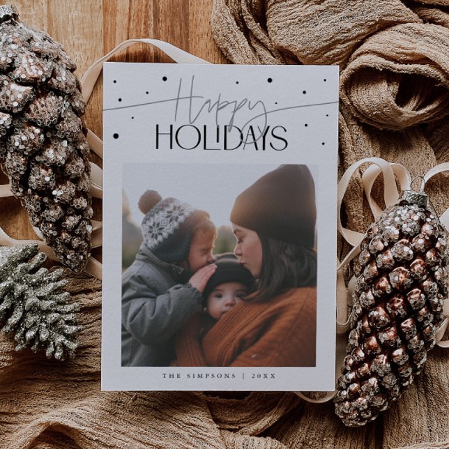 Happy Holidays Typography White Photo Holiday Card (Creator Uploaded)