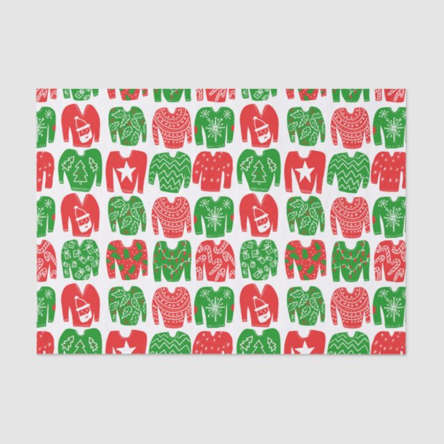 Happy Holidays Ugly Christmas Sweater Gift Tissue Paper (Front)