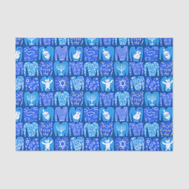 Happy Holidays Ugly Hannukah Sweater Gift Tissue Paper (Front)