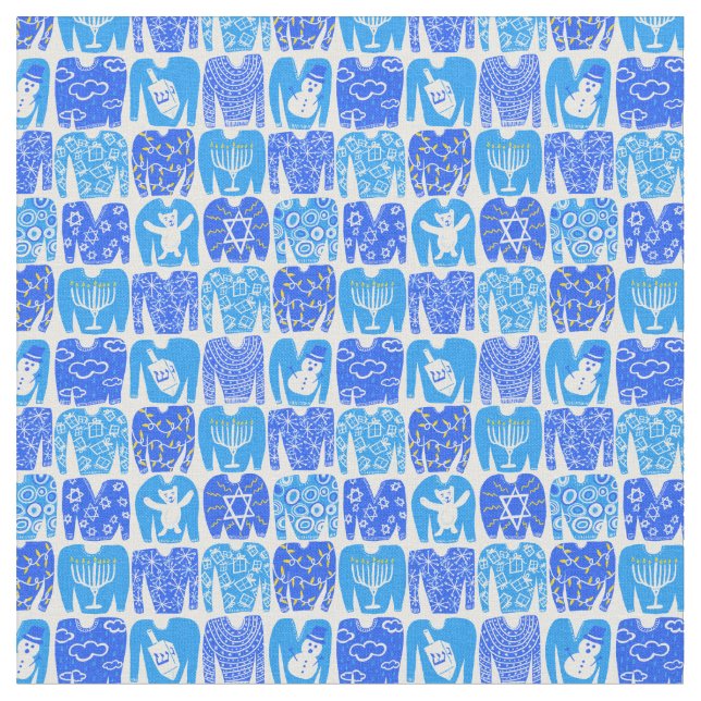Happy Holidays Ugly Hannukah Sweater Pattern Fabric (Close Up)