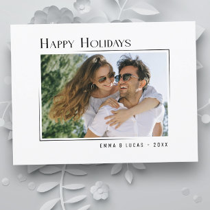 Happy Holidays Unique Modern Minimal Style Photo Holiday Postcard